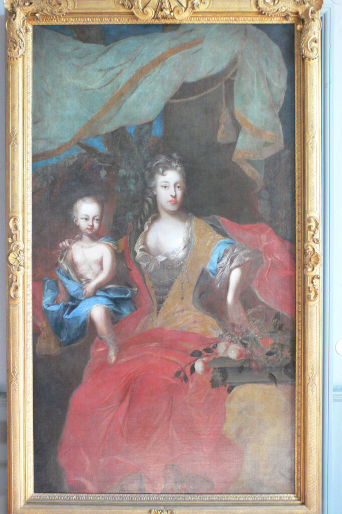 Christiane Charlotte und ihr Sohn Carl Wilhelm Friedrich. Das große Staatsportrait des Ansbacher Malers Johann Peter Feuerlein (*12. 10. 1668 Boxberg — 16. 9. 1728 Ansbach) ist heute im Fürstenstand der Hofkirche Unterschwaningen zu sehen.